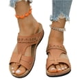 thumbnail image 2 of Domuza Orthopedic Sandals for Women Summer Peep Toe Strap Wedge Sandals Lightweight Casual comfort Hollow Out Slip On Walking Shoes Brown 7（EU-38）, 2 of 6