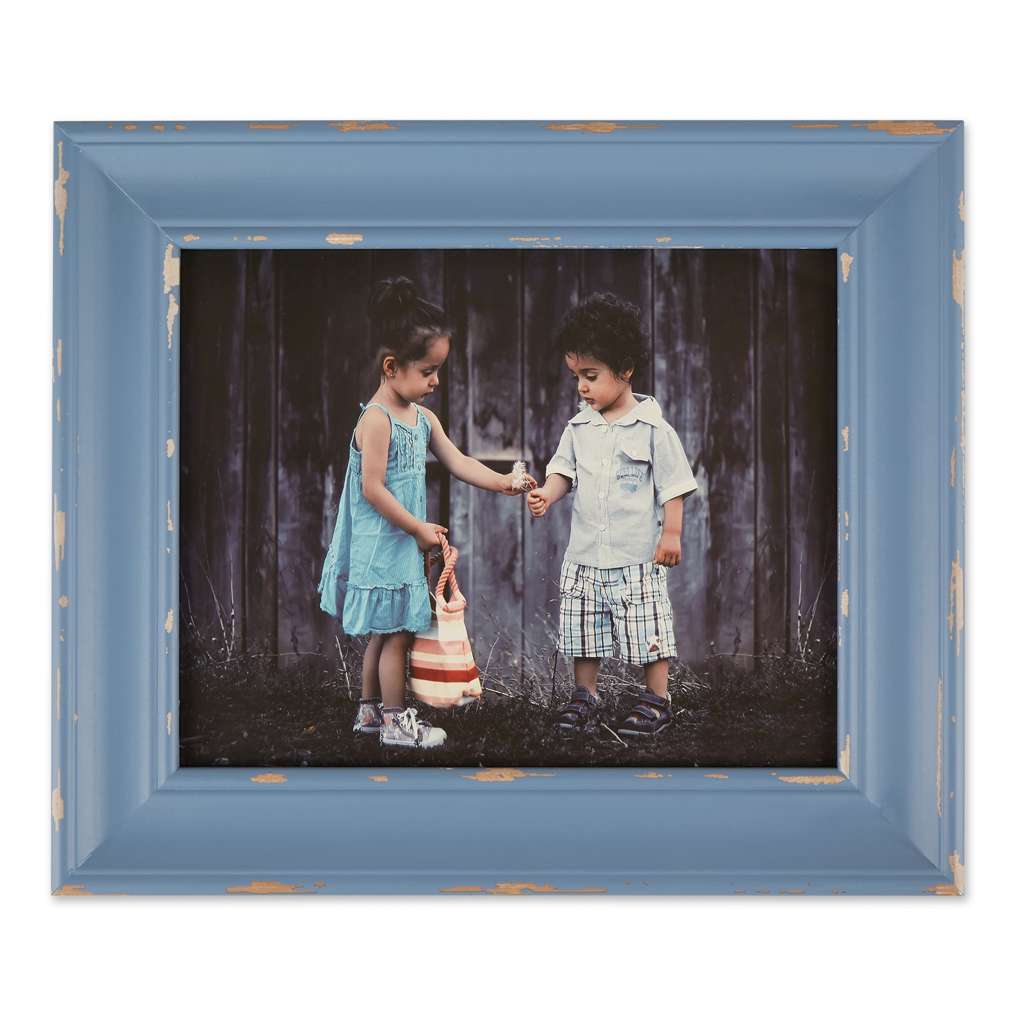 DII 8x10 Distressed Antique Stonewash Blue Farmhouse Glass Picture Frame