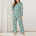 thumbnail image 2 of KLL Christmas Dachshund Print Women's Long Sleeve Pajamas with Pants Sleepwear Loungewear 2 Set-X-Large, 2 of 7