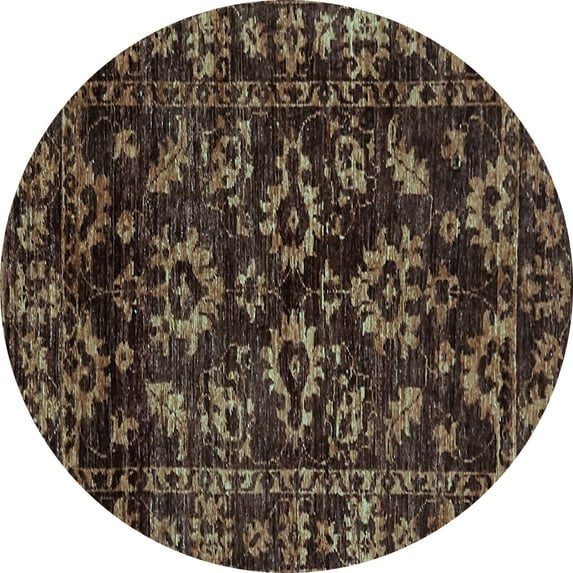 Ahgly Company Indoor Round Abstract Light Blue Modern Area Rugs, 4' Round