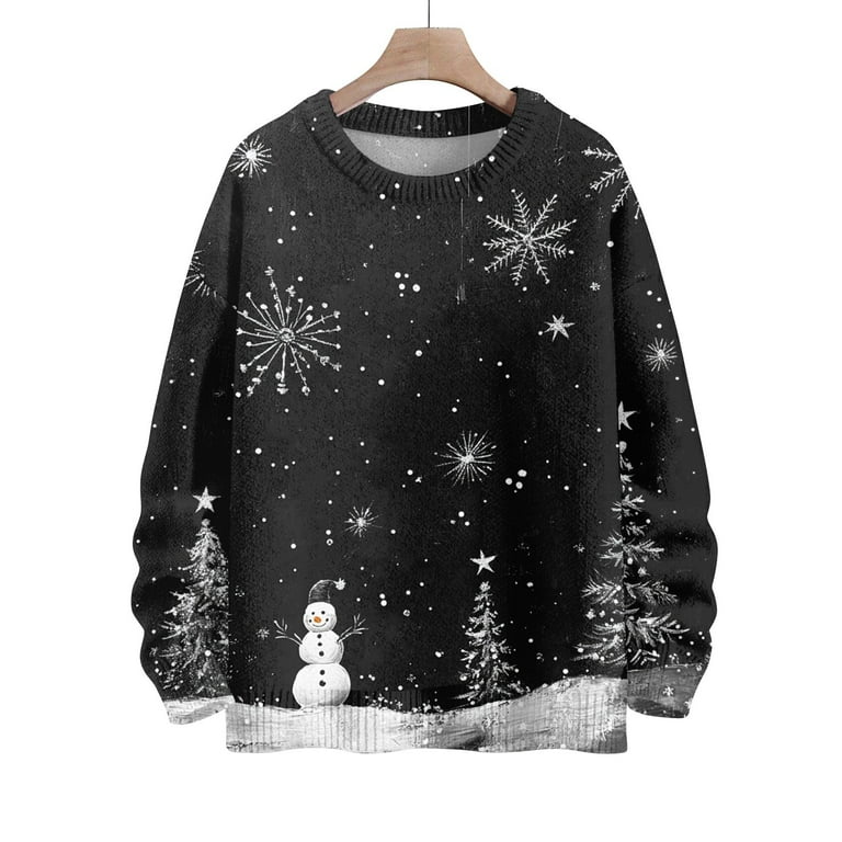 LISTHA Merry Christmas Sweater Women Gingerbread House Crew Neck