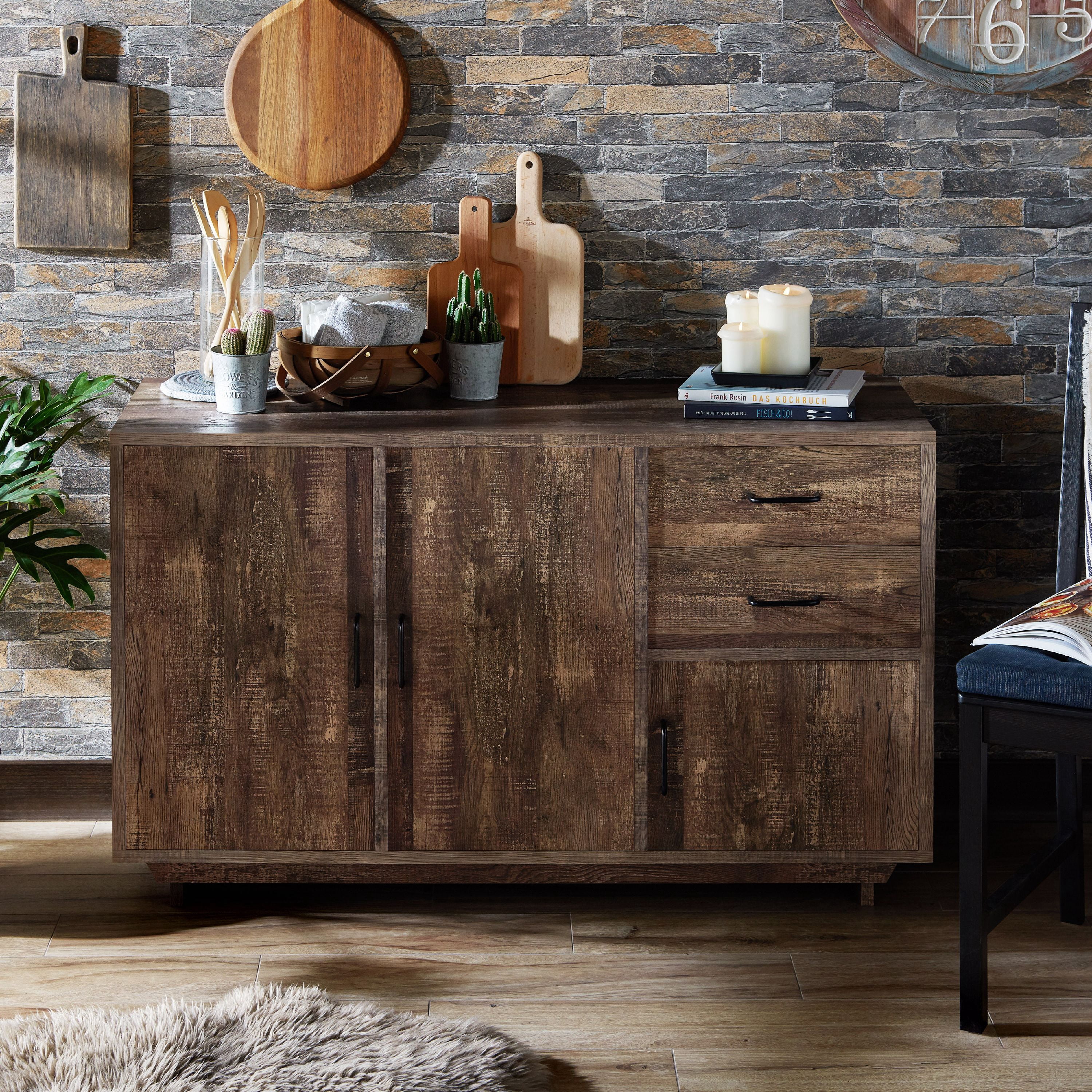 Furniture of America Peter Multi-Storage Buffet, Reclaimed Oak