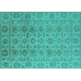 thumbnail image 1 of Ahgly Company Machine Washable Indoor Rectangle Oriental Turquoise Blue Industrial Area Rugs, 6' x 9', 1 of 4
