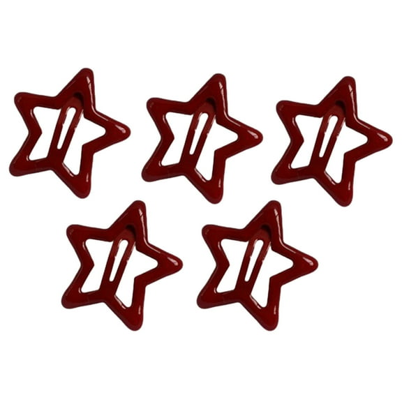 Litie 5Pcs Girls Hairpins,Anti-slip Metal Star Snap Shape Hair Clips for Hair Accessories,Red