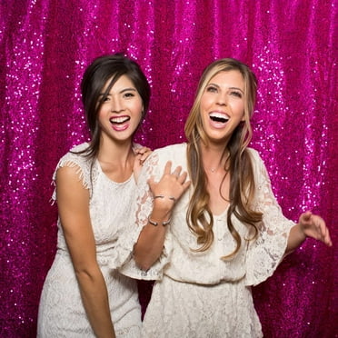 5ft x 6ft HOT Pink Sequin Taffeta Fabric Photography Backdrop, Sequin Photo Booth Backdrop - Made in USA.
