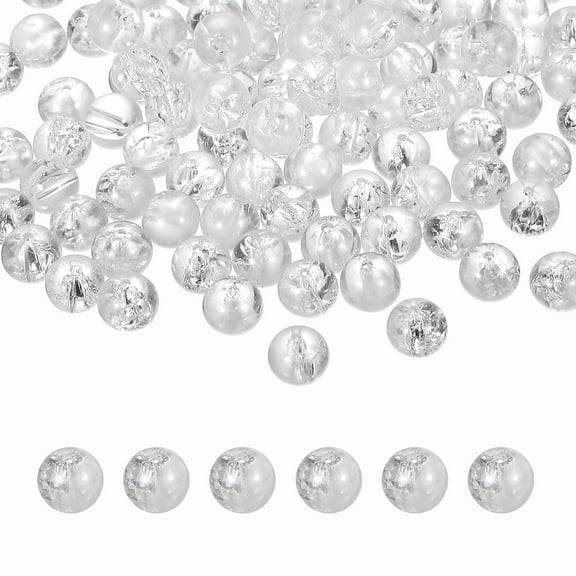Uxcell 200 Pcs 10mm Crackle Glass Beads for Jewelry Making, Crystal Glass Round Spacer Beads Bulk Loose Beads for DIY Craft Earring Necklace Bracelet Jewelry, White