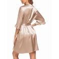 thumbnail image 4 of Avidlove Women's Satin Robe Ruffle Sleeve Short Belted Kimono Bathrobe Lingerie Bridesmaids Sleepwear, 4 of 8