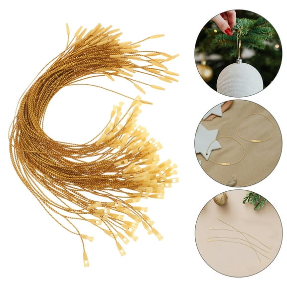 SOPOTUTU 100Pcs Golden Polypropylene Mini Ornament Hooks for Christmas Tree and Craft Projects 7.86X0.12X0.12in