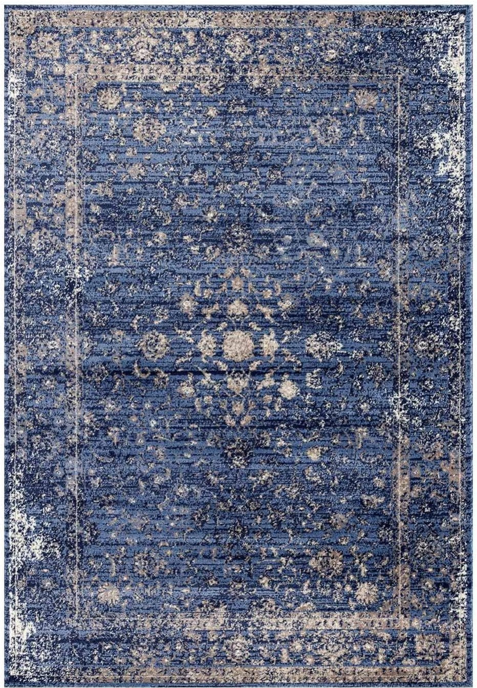 Garnier blue beige vintage area rug 53 x 73