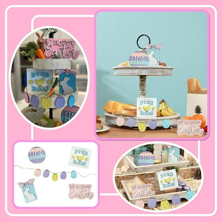 

Easter Tiered Tray Ornament Decorative Home Decoration