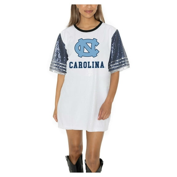 Women's Gameday Couture White North Carolina Tar Heels Full Sequin Jersey Dress