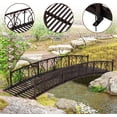 thumbnail image 4 of Kinbor 8ft Outdoor Metal Garden Bridge, Garden Arch Footbridge with 2 Safety Patterned Siderails, Dark Blonde, 4 of 8