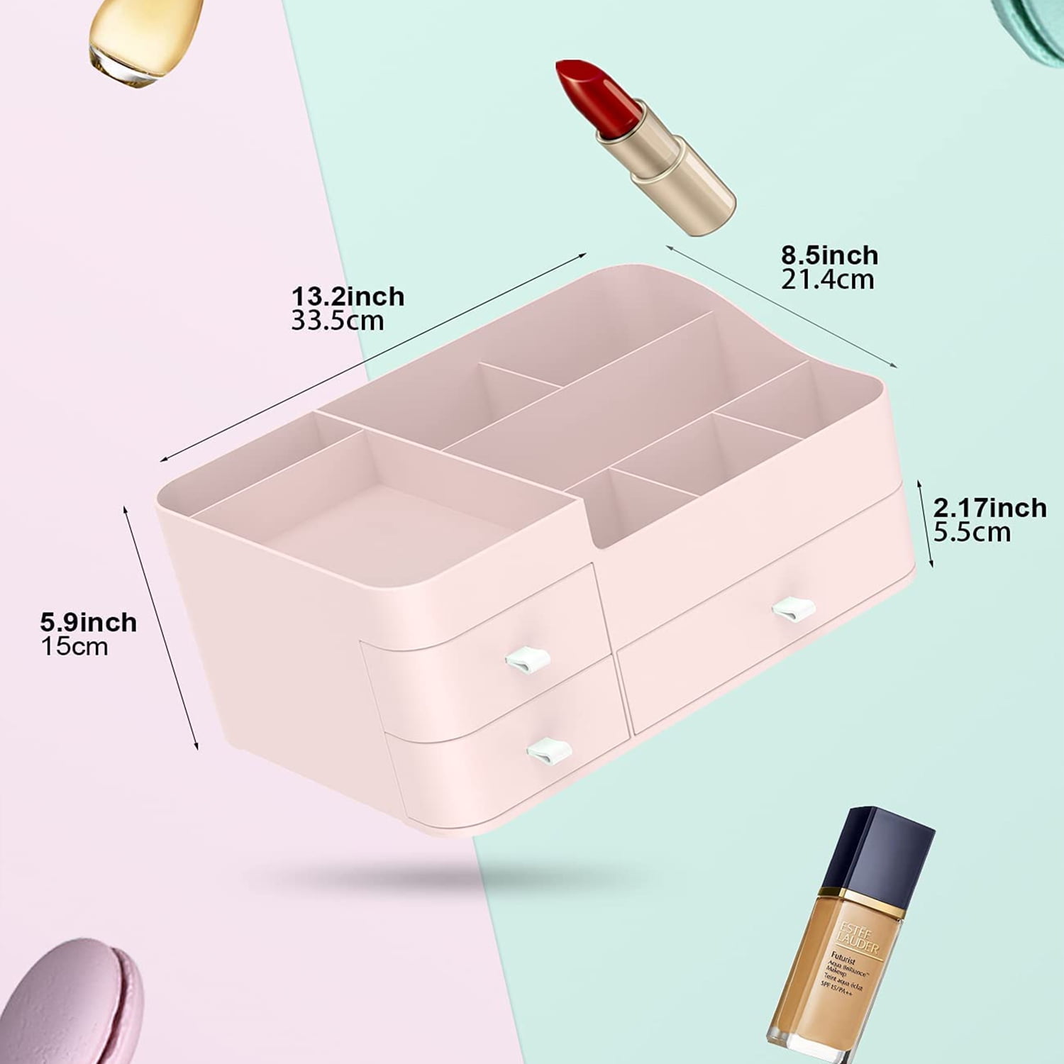 Walbest Two/ Three Layers Drawer Desk Organizer Storage Box, Desktop  Sundries Jewelry Cosmetics Case Container for Home, 1 Piece