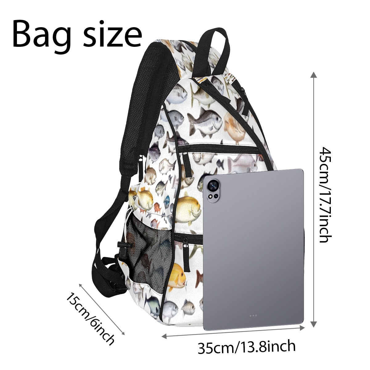 Pickleball Bags for Men Women Pickleball Backpack with Large Capacity Lightweight Adjustable Pickleball Sling Bag Hold Paddles, Balls, Accessories Fish Pattern