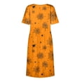thumbnail image 6 of Women's Halloween Print Casual Dress, Round Neck with Pockets Design for Daily Wear, Relaxed Fit for Everyday Outings, Halloween Themed Dress for Ladies Saffron 2XL, 6 of 6