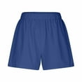 thumbnail image 4 of Olyvenn Women's Summer Cotton Linen Shorts Elastic High Waisted Wide Leg Short Pants Casual Cute Shorts with Pockets Blue S, 4 of 6