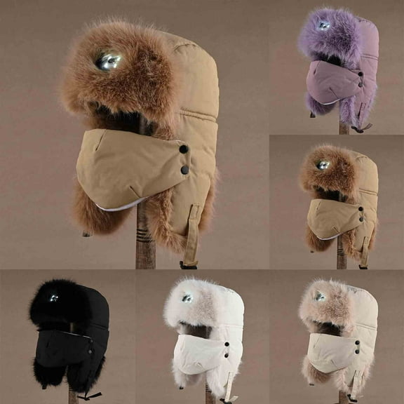 jobturf Trapper Hat for Men Women Windproof Balaclava Face Mask with Light Thickened Warm Fleece Lined Fuzzy Winter Hats with Earflaps for Cold Weather