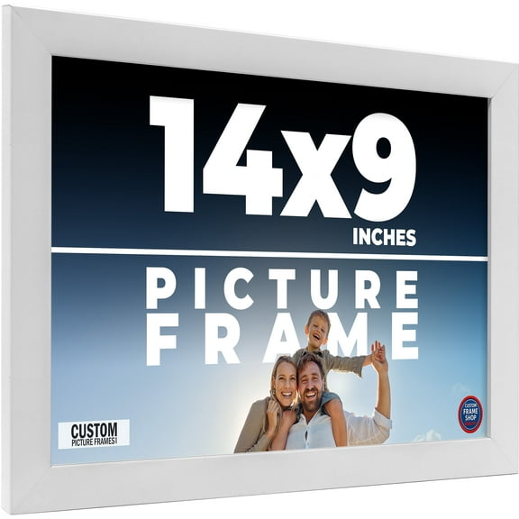 14x9 Frame White Solid Wood Picture Frame Includes UV Acrylic Shatter Guard Front, Acid Free Foam