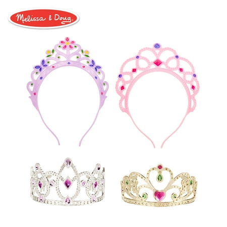 Melissa & Doug Role-Play Collection Crown Jewels Tiaras (Pretend Play, Durable Construction, 4 Dress-Up Tiaras and Crowns)