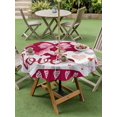 thumbnail image 3 of Outdoor Tablecloth with Umbrella Hole and Zipper, Happy Valentine's Day Round Table Cloth 60 Inch Waterproof Tablecloth, Love Hearts Romantic Gray Wooden Picnic Table Cover for Patio Camping, 3 of 7