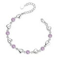 thumbnail image 2 of Women Fashion Bracelet Heart Rhinestone Charm Chain Bracelet Zinc Alloy Bracelet Wrist Jewelry for Valentine's Day Birthday Party, 2 of 8
