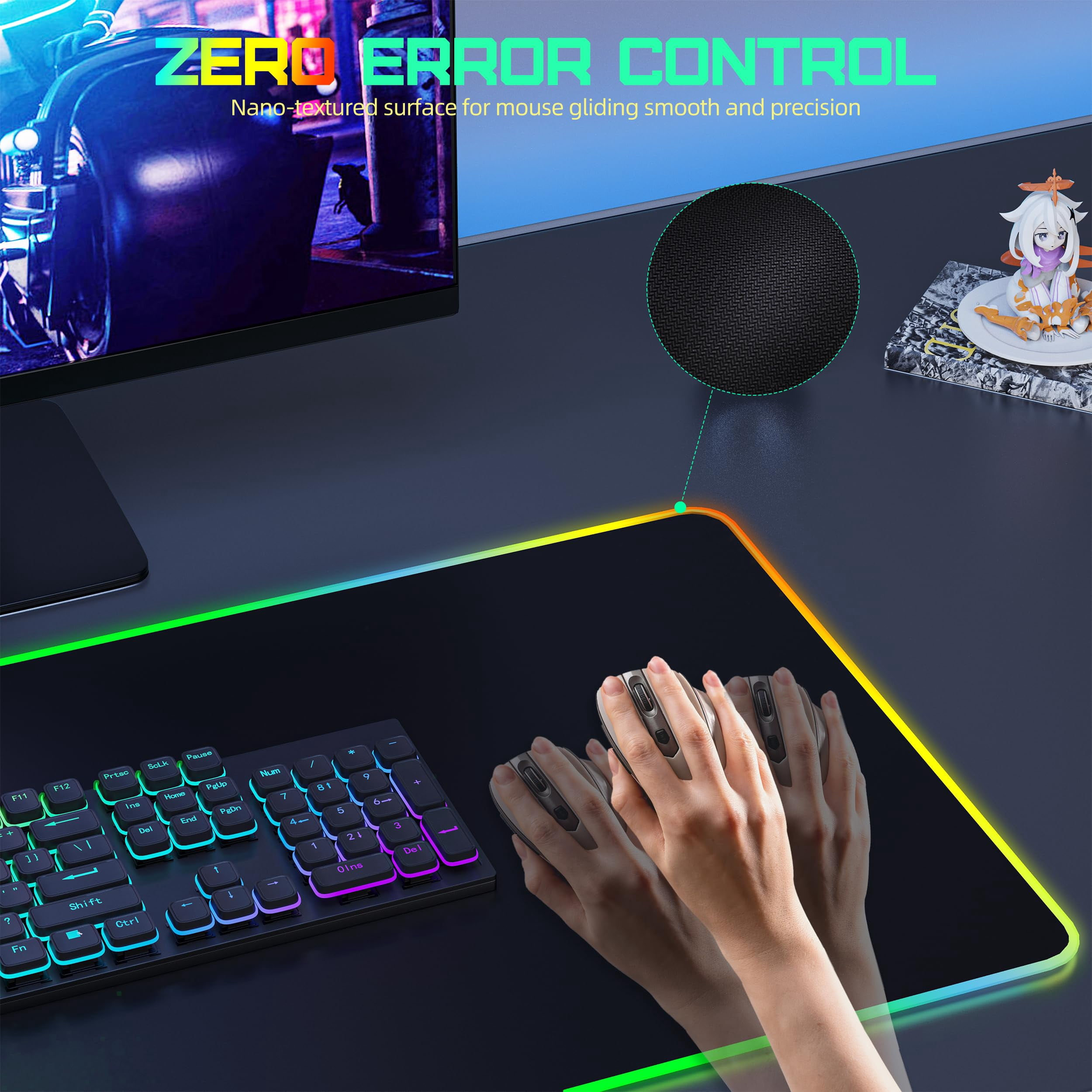 Investme RGB Wireless Charging Gaming Mouse Pad, 15W Fast Charging LED Mouse Mat with 15 Lights Modes, Smooth Surface, Waterproof with Non-Slip Base Large Mousepad