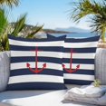 thumbnail image 3 of Throw Pillow Covers 16x16 Inch Set of 2, Navy Blue Striped Waterproof Outdoor Pillow Covers, Red Beach Nautical Anchor Ocean Coastal Decorative Cushion Pillowcases for Couch, Sofa, Bed, Garden, Patio, 3 of 9