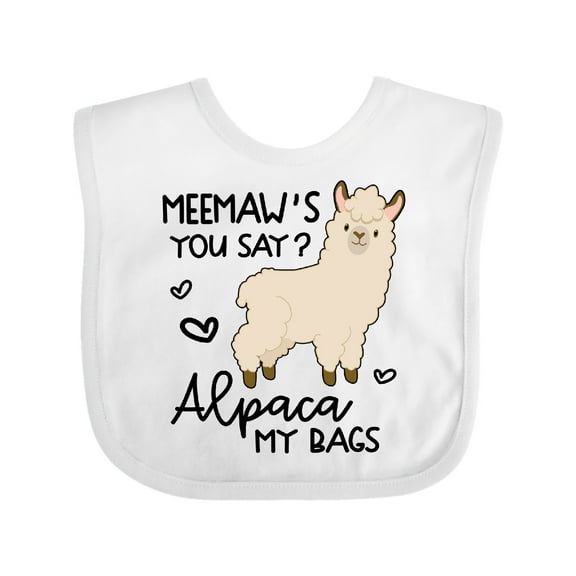 Inktastic Meemaw's You Say Alpaca My Bags Boys or Girls Baby Bib