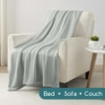 thumbnail image 4 of Lightweight Breathable 100% Cotton Knit Blanket – All-Season Bed Blanket – Twin Size – Gray, 4 of 8