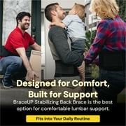 BraceUP Lumbar Back Brace with Dual Adjustable Straps – Lower Back Support Belt with Breathable Mesh Panels (L/XL)
