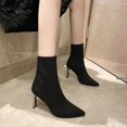 thumbnail image 2 of NECHOLOGY Botas Mujer Adulto Femenino Zapatos Botines para mujer Botines de mujer de otoño e invierno Punta estrecha Tacón Malla Color sólido Punto elástico simple Slip On (Black, 7), 2 of 7