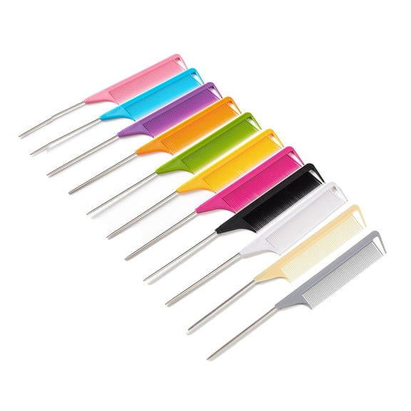 11 Packs 9inch Rat Tail Comb Teasing Comb with Metal Pick Styling Parting Lightweight Sectioning Fine Tooth Combs for Women