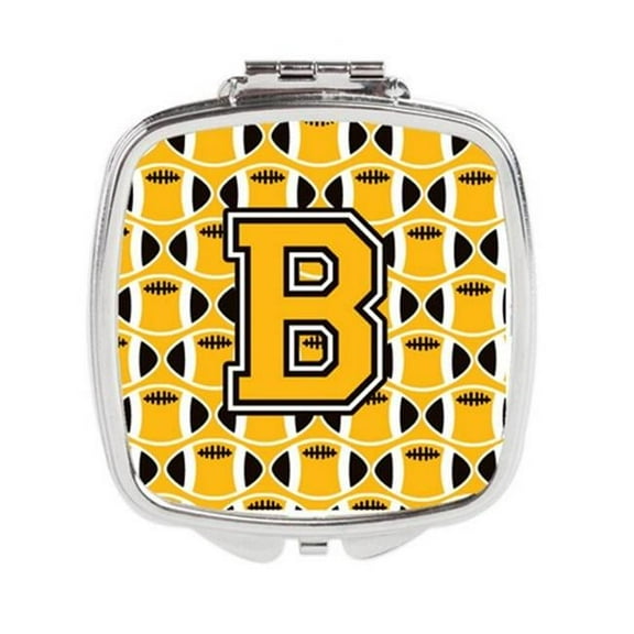 Carolines Treasures  Letter B Football Black - Old Gold & White Compact Mirror