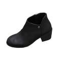 thumbnail image 3 of Taqqpue Women's Ankle Boots Round Toe Side Zipper Low Heel Comfortable Short Casual Dress Booties for Women Size 5.5-9.5 Fashion Dress Shoes Fall Winter Footwear Casual Walking Daily, 3 of 10