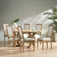thumbnail image 2 of GDF Studio Beckstrom French Country Upholstered Wood 7 Piece Expandable Dining Set, Beige and Natural, 2 of 14