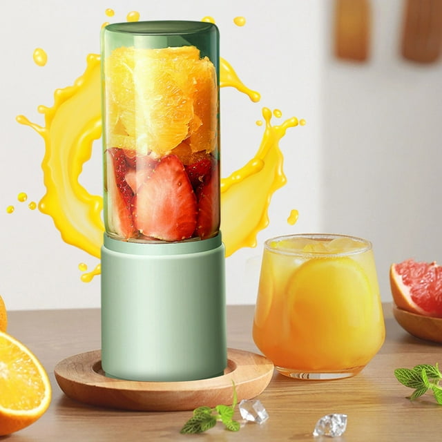 Meitianfacai Portable Electric Juicer Cup with 2 Blades, Multi Functional Mini Juicer Machines Easy to Clean Space-Saving Juicer for Home/Travel/Picnic/Office