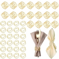Gold Napkin Rings-42PCS Metal Napkin Rings - Spiral & Geometric Lines Napkin Holders Buckles Modern Minimalism for Family Dinner, Wedding, Party,Table Decorations