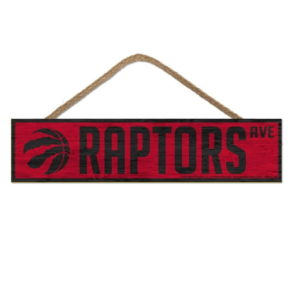Toronto Raptors - Panneau en Bois d'Avenue avec Corde (4 par 17 Pouces)