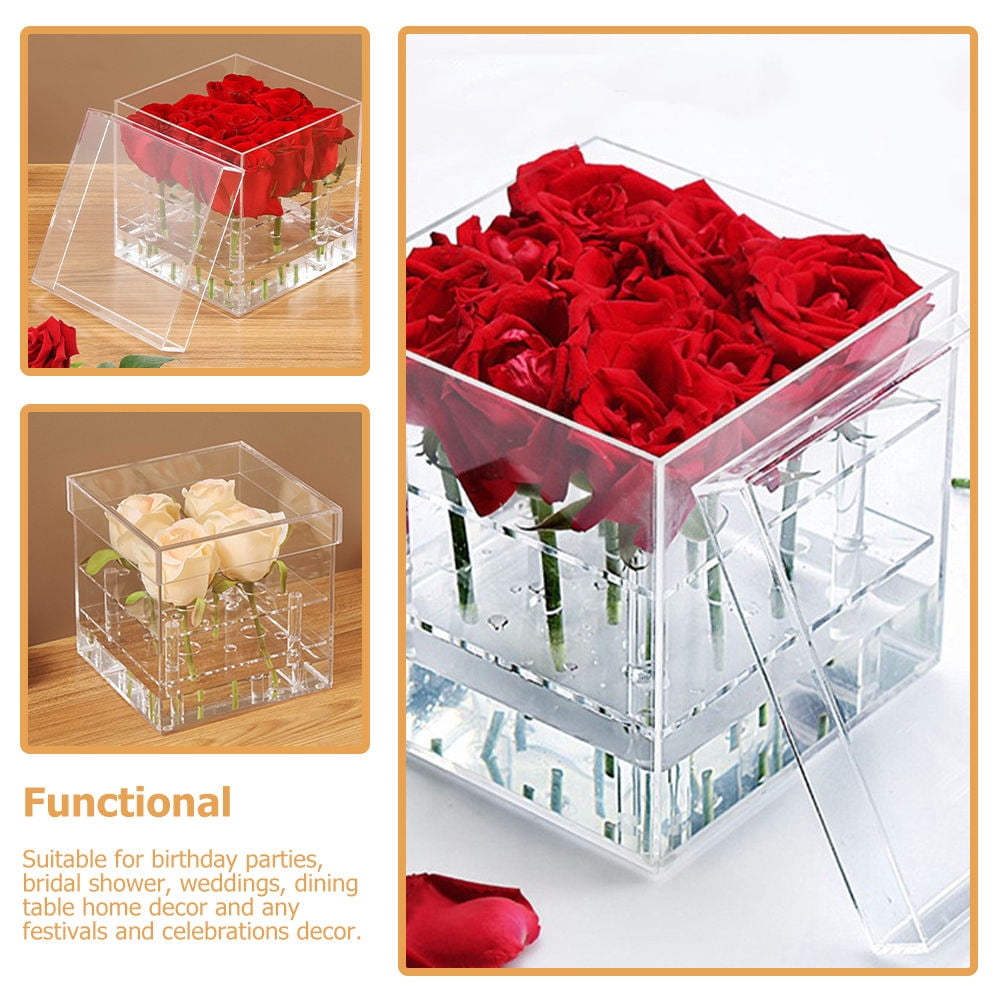 ULTNICE Transparent Eternal Flower Case Acrylic Transparent 1Pcs Flower Storage for Women