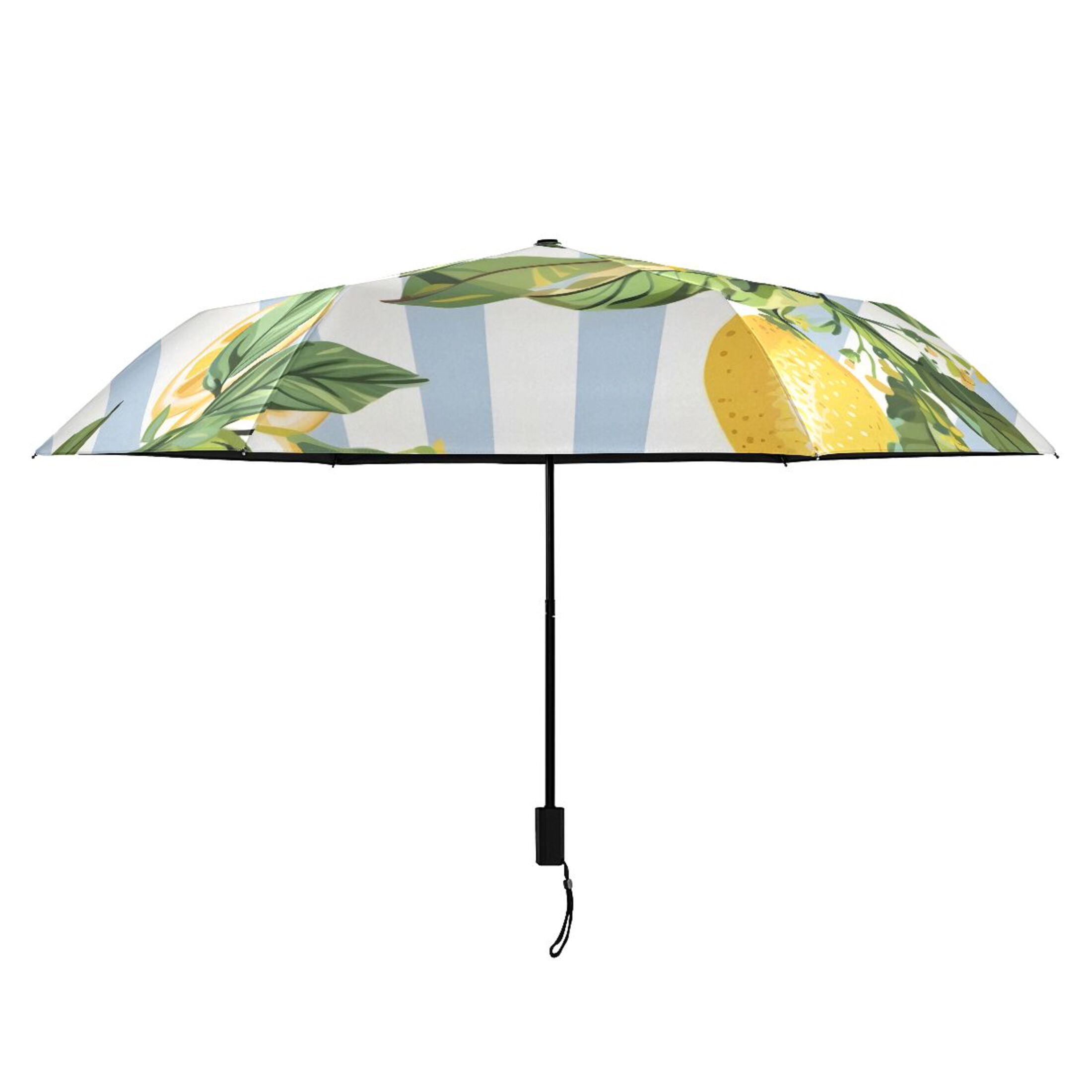 Lemon Slice and Leaves Compact Sun Umbrella Windproof Travel Umbrellas for Rain Strong Portable UV Protection