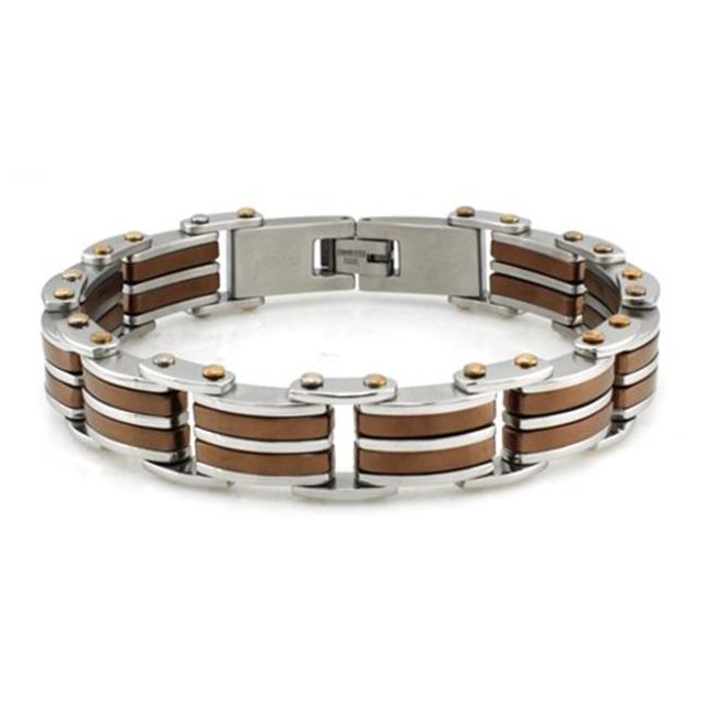 EWC B32181BN Stainless Steel Two-Tone Coffee Bracelet