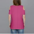 thumbnail image 4 of Patlollav 2025 Womens Fashion Casual Solid Color Shoulder Leakage Pullover Short Sleeve Tops, 4 of 6