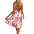 thumbnail image 2 of Posijego Women's Satin Nightgowns Sleeveless Nightdresses Camisole Dresses Ruffled Pajama Dresses Sleepwear Loungewear, 2 of 9