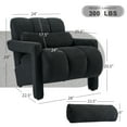 thumbnail image 4 of Foredo Boucle Accent Chair, Modern Comfortable Upholstered Arm Accent Chair With Pillow, Single Lounge Chair for Bedroom Living Room, Black, 4 of 8