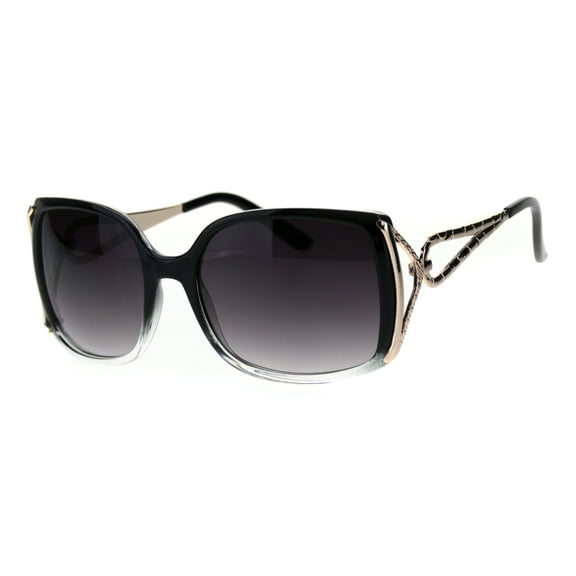 Squared Rectangular Butterfly Designer Fashion Plastic Sunglasses Black Clear Smoke