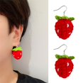 thumbnail image 2 of FENOHREFE Stylish Strawberry Ear Ornaments Woven Earrings Comfortable Ear Jewelry Drop Earrings for Everyday Parties Dates, 2 of 7