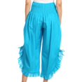 thumbnail image 2 of Sakkas Loore Womens Wide Leg Gaucho Pants Cotton with Pockets and Smock Waist - Turq - One Size Regular, 2 of 5