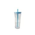 thumbnail image 1 of Soidarity Taza de paja transparente de doble capa de 770ml, botella de agua reutilizable con tapa, Picnic, Camping, senderismo, ciclismo, taza para beber Ropa Deportiva, Zapatos Azul 710ml Soidarity OD027967-03, 1 of 6