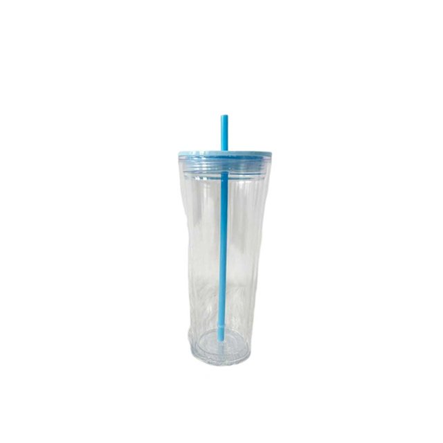 Soidarity Taza de paja transparente de doble capa de 770ml, botella de agua reutilizable con tapa, Picnic, Camping, senderismo, ciclismo, taza para beber Ropa Deportiva, Zapatos Azul 710ml Soidarity OD027967-03
