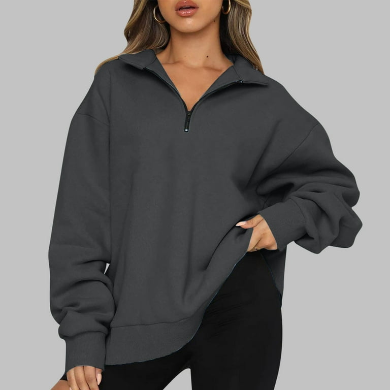 VISLILY Plus Size Fall Sweaters for Women Going Out Hoodies Half Zip Tops  Dark Grey 14W : : Clothing, Shoes & Accessories